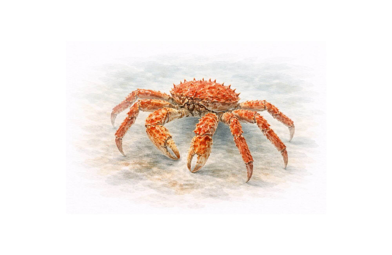 King crab illustration showing full body on a neutral textured background